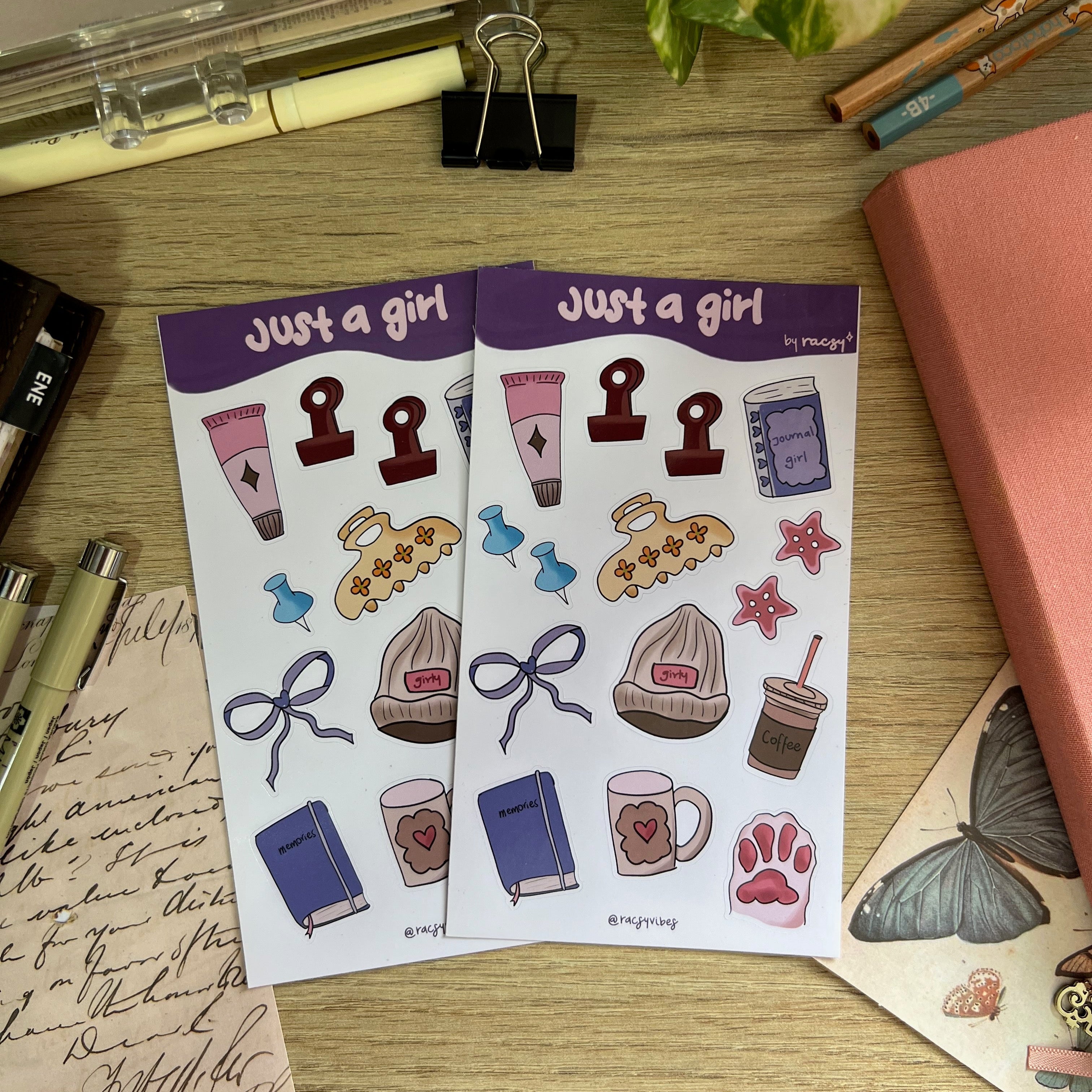 Hojita de stickers Just a girl