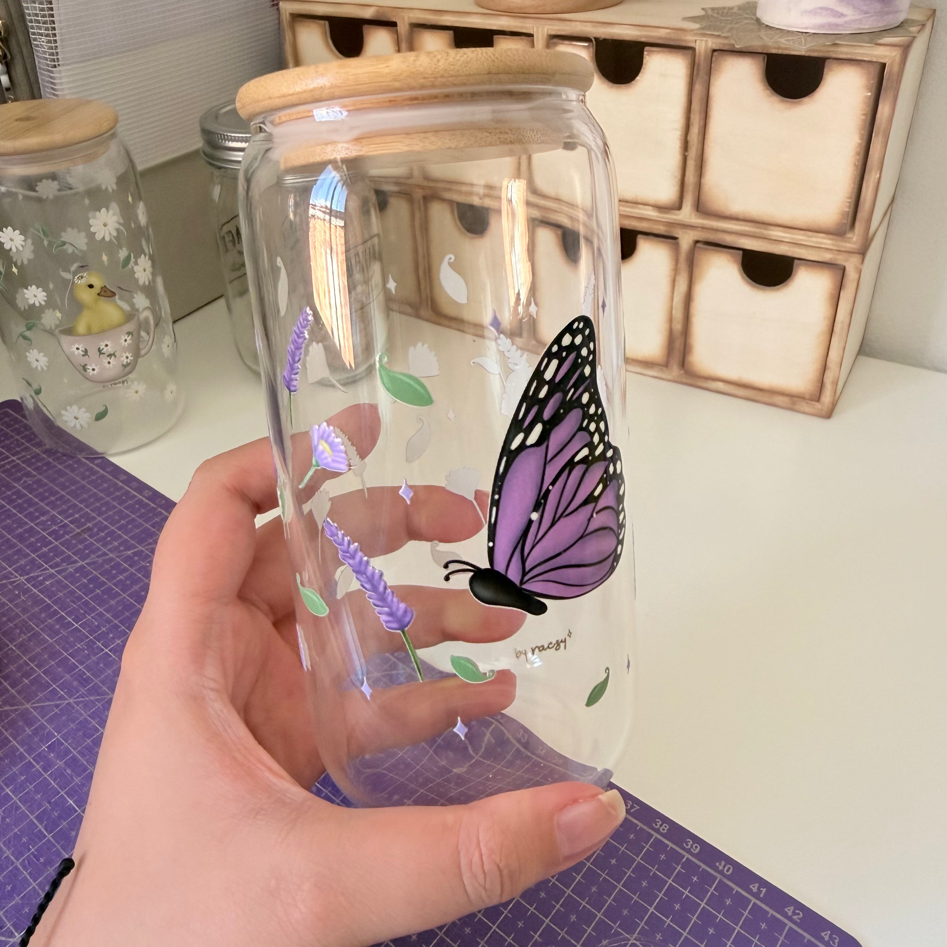Vaso de Vidrio – Mariposa