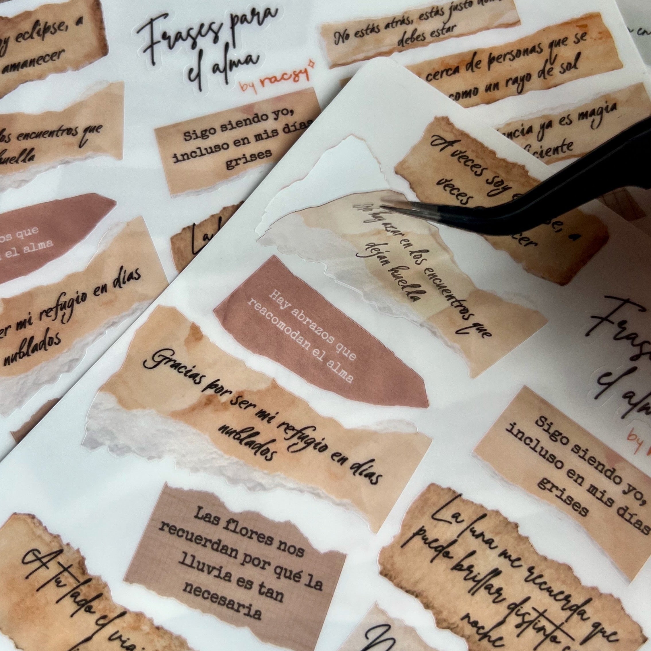Frases para el alma – Hojita de Stickers Vinilo Transparente