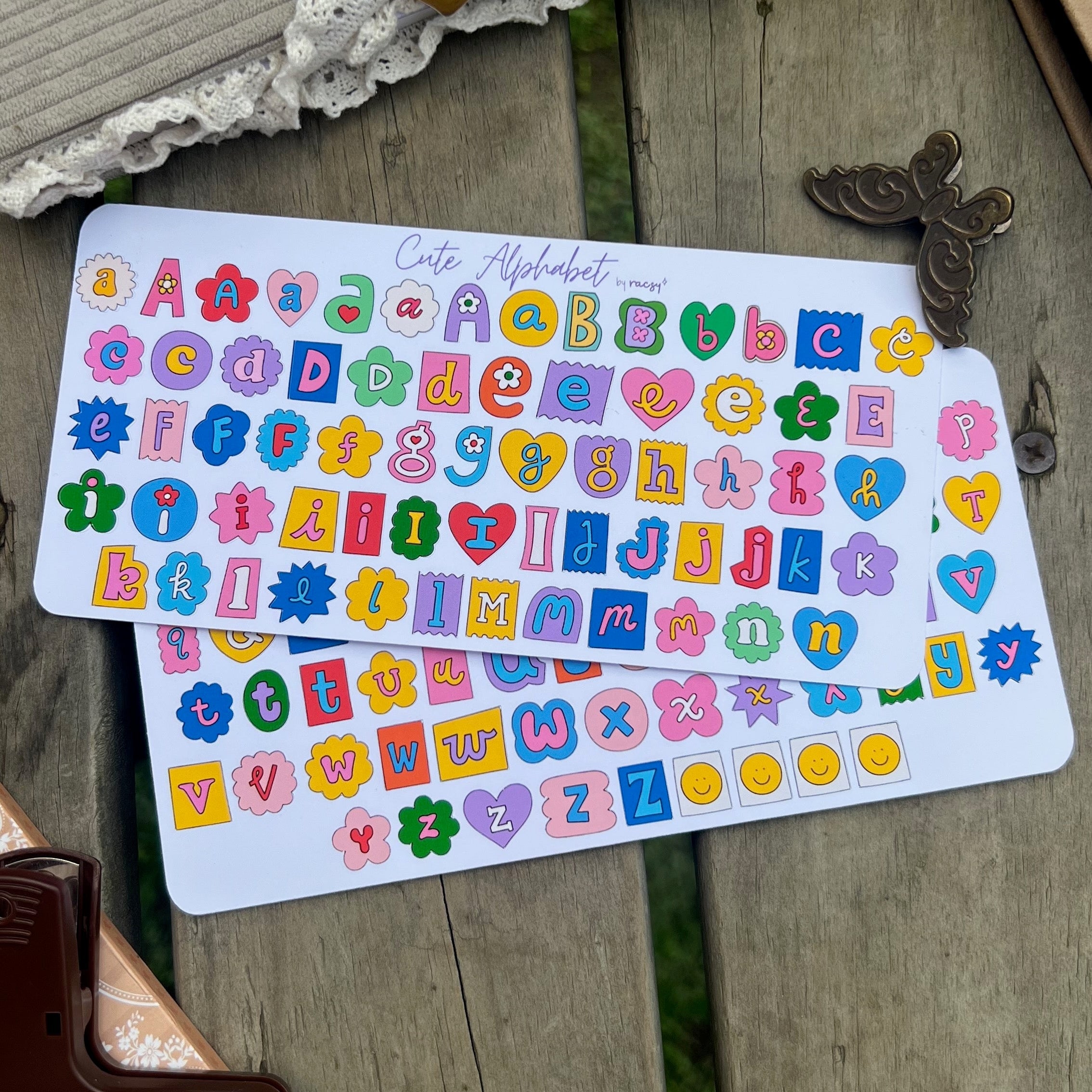 Hojita de stickers Alfabeto cute
